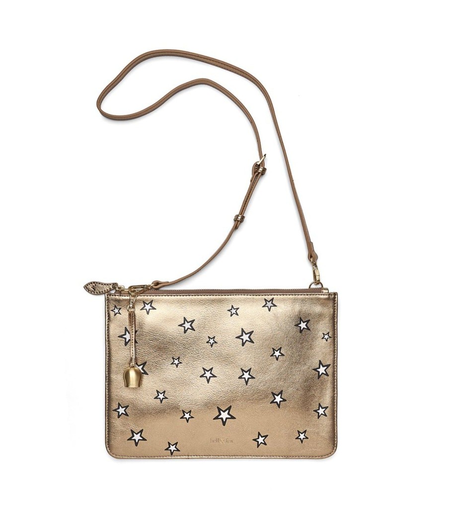 Handbags Bell & Fox | Gia Cross Body Bag / Oversize Clutch - Gold Star Print