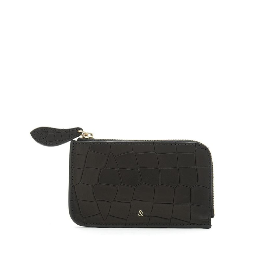 Accessories Bell & Fox | Fern Leather Card Holder - Black Croc