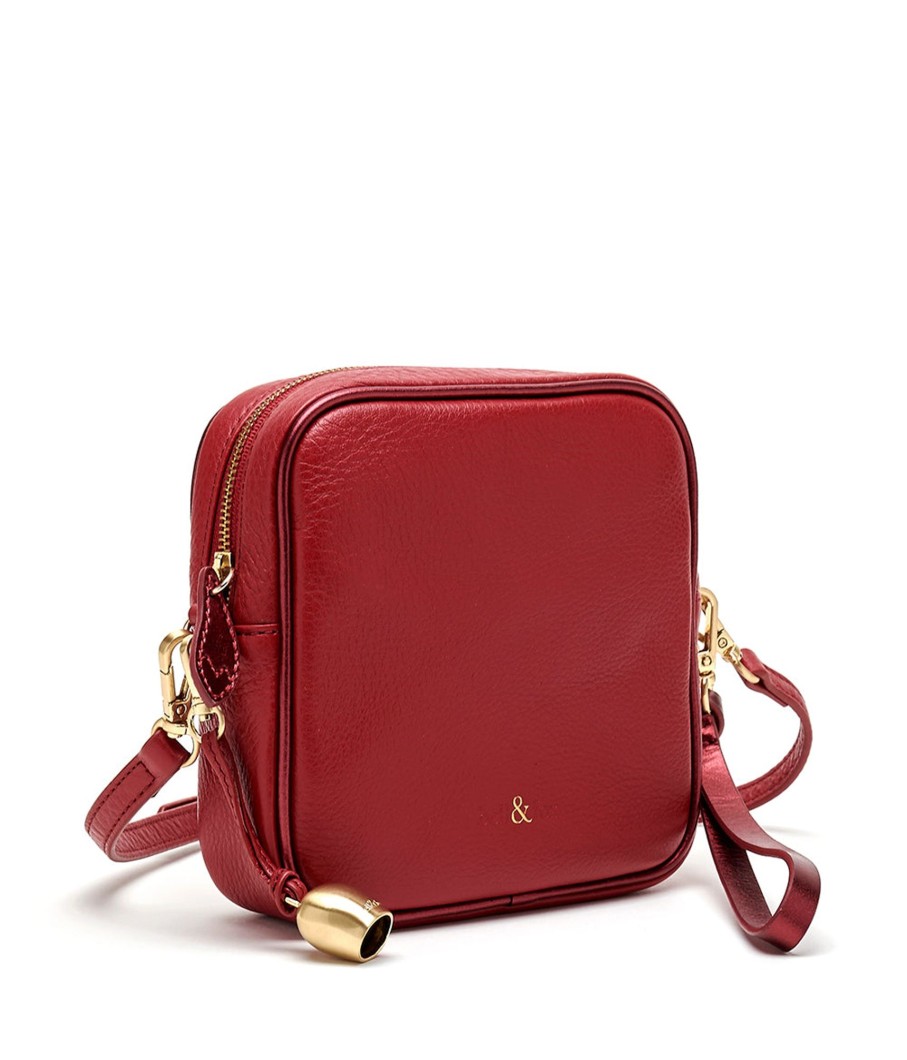 Handbags Bell & Fox | Marlo Mini Cross Body Bag / Wristlet Clutch - Cherry Red With Metallic