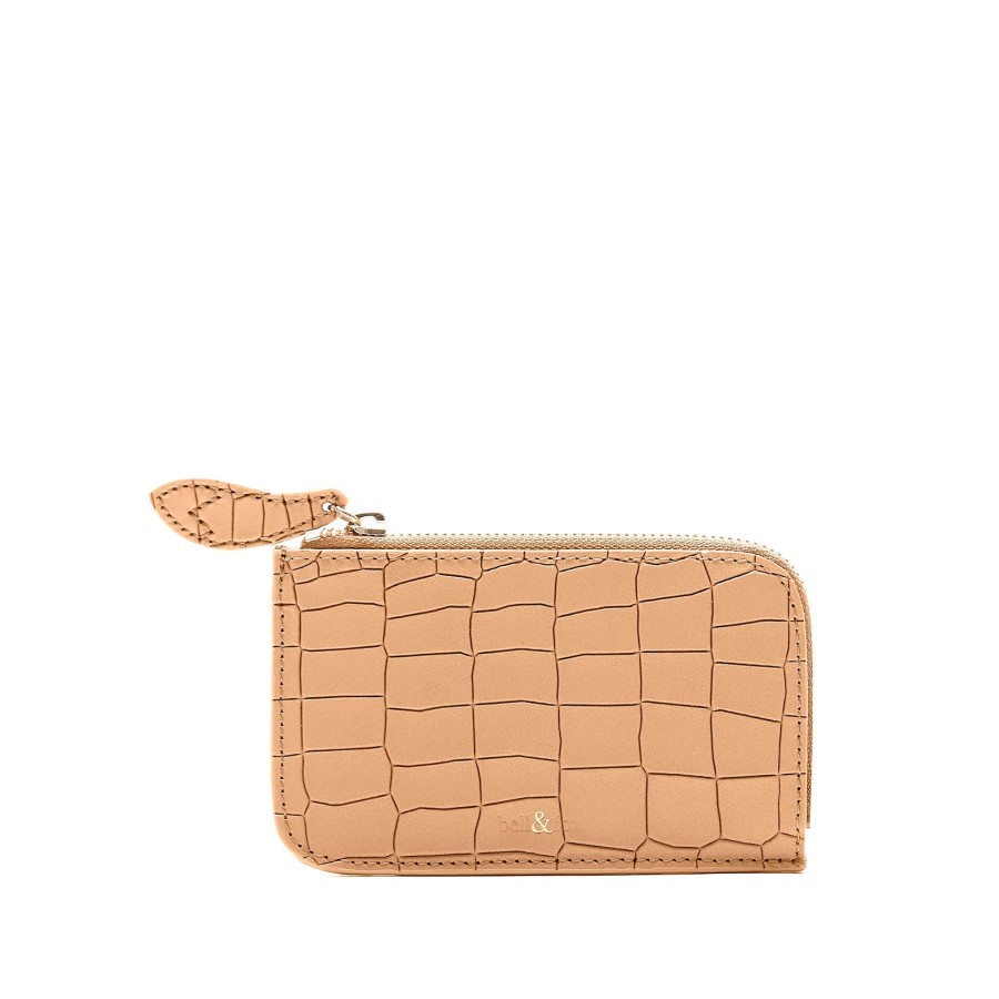 Accessories Bell & Fox | Fern Leather Card Holder - Camel Croc