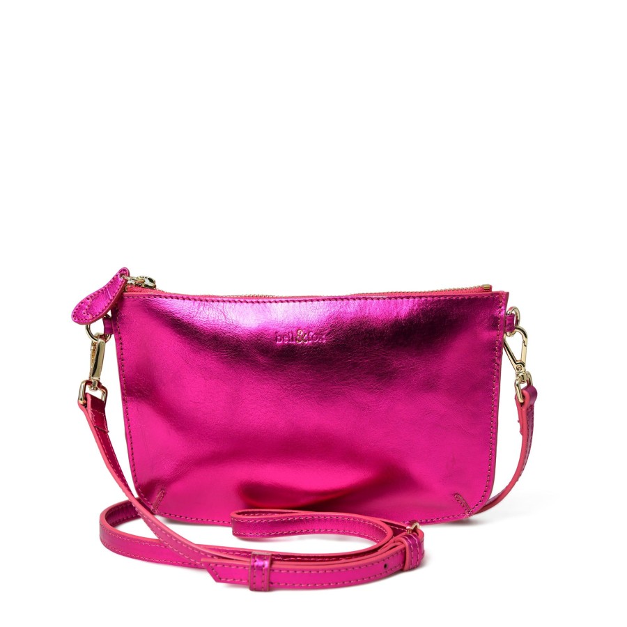 Handbags Bell & Fox | Izzy Cross Body Bag / Clutch - Fuschia Metallic