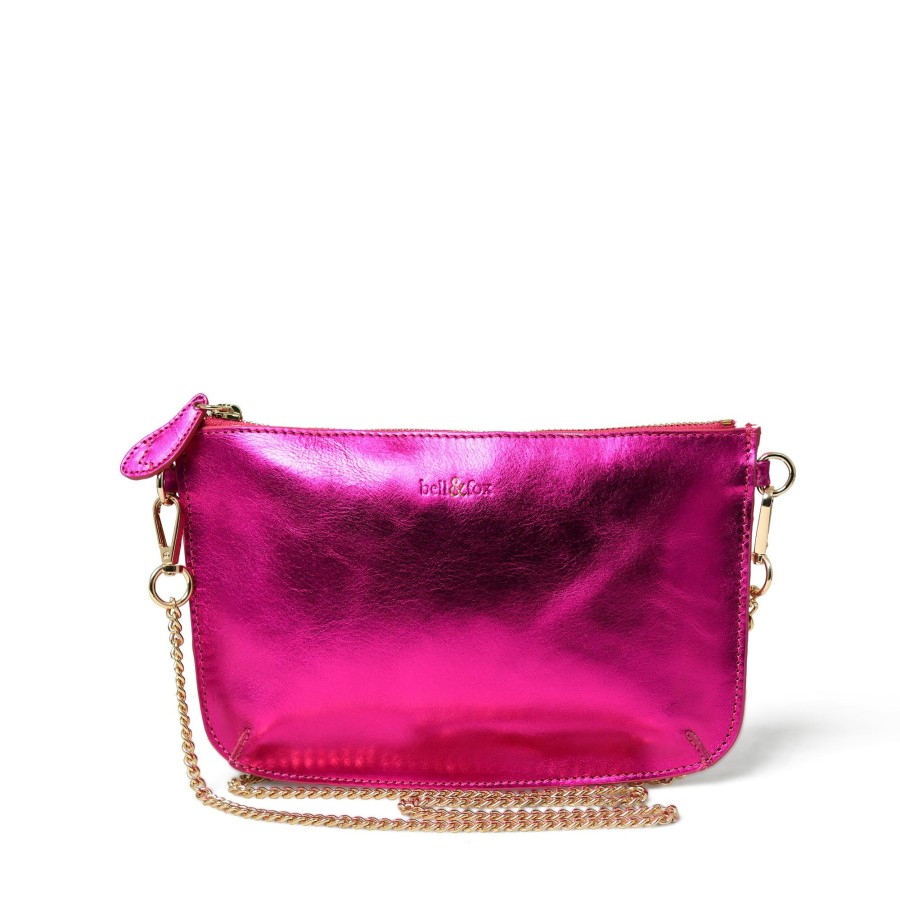 Handbags Bell & Fox | Izzy Cross Body Bag / Clutch - Fuschia Metallic