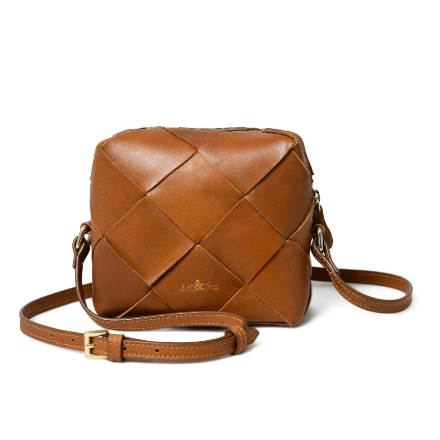 Handbags Bell & Fox | Asha Hand Woven Crossbody Bag In Caramel Leather