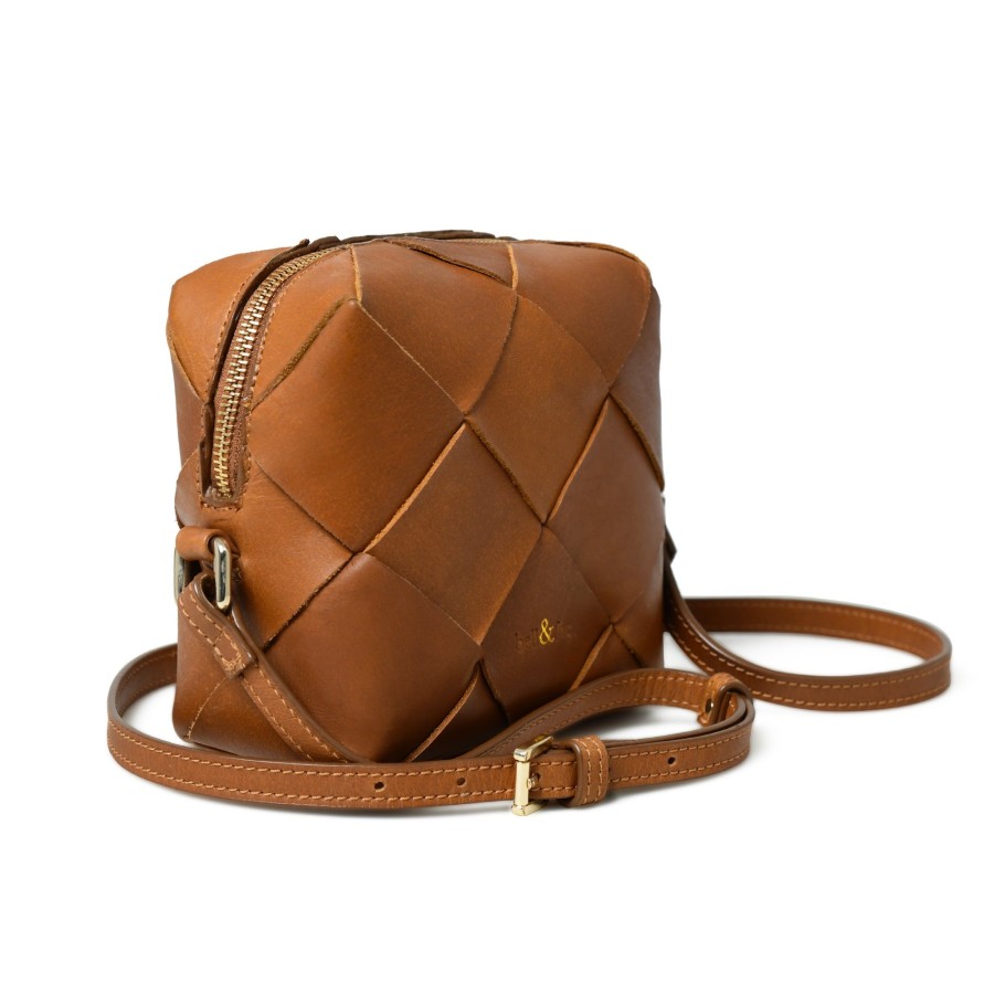 Handbags Bell & Fox | Asha Hand Woven Crossbody Bag In Caramel Leather