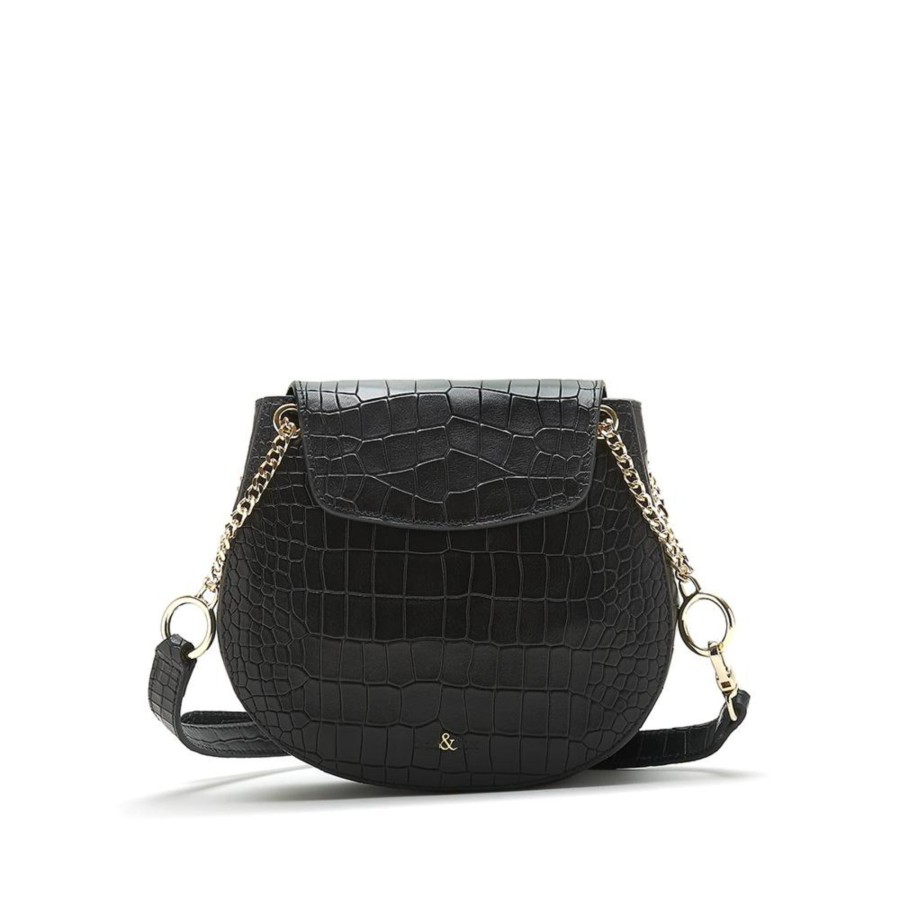 Handbags Bell & Fox | Iris Cross Body Bag / Shoulder Bag - Black Croc