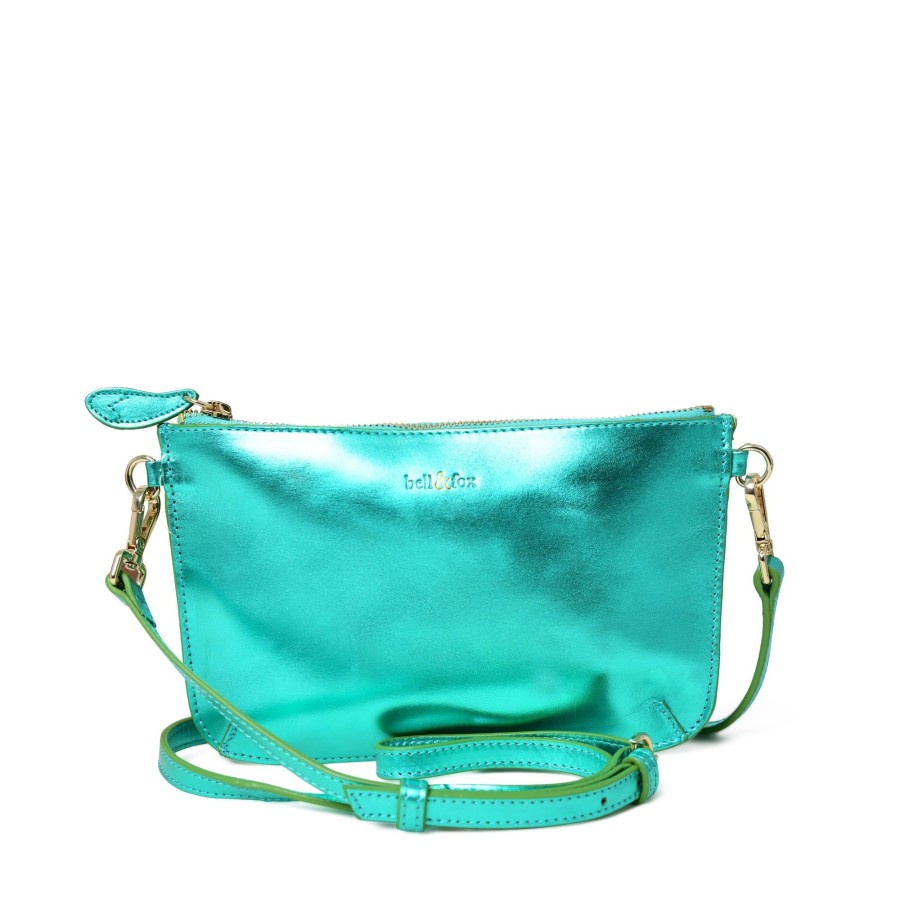 Handbags Bell & Fox | Izzy Cross Body Bag / Clutch - Emerald Metallic