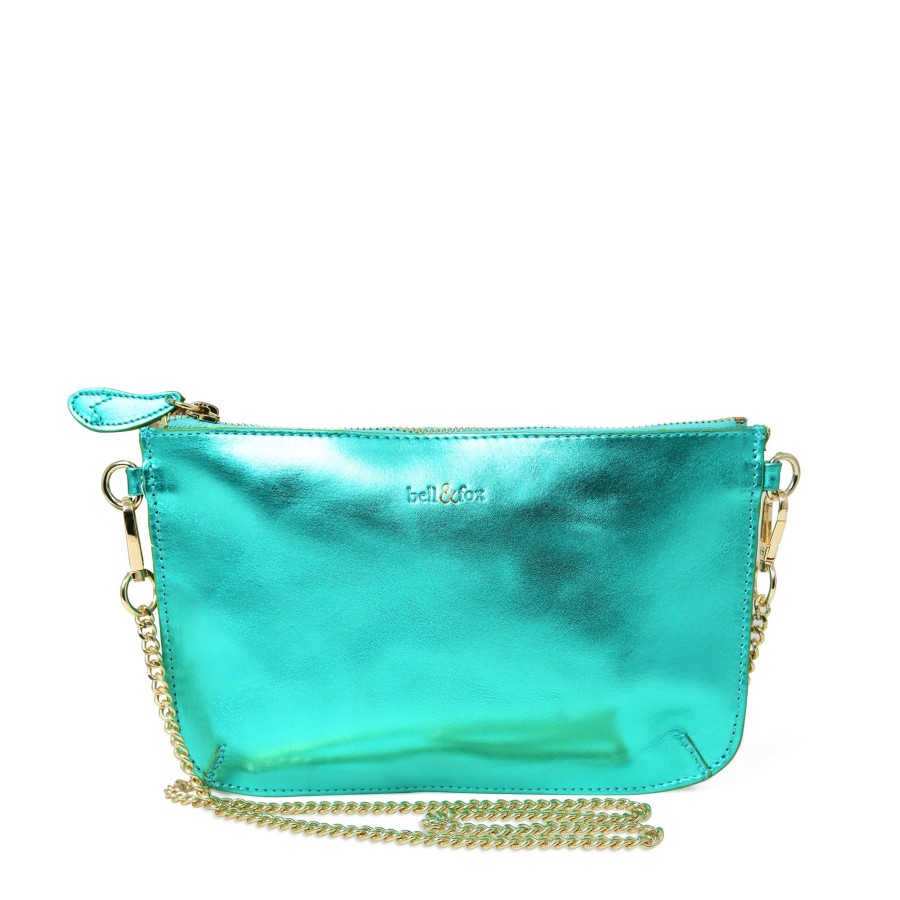 Handbags Bell & Fox | Izzy Cross Body Bag / Clutch - Emerald Metallic