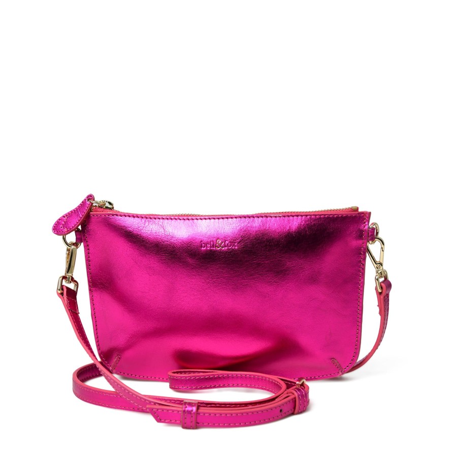 Handbags Bell & Fox | Izzy Cross Body Bag / Clutch - Fuschia Metallic