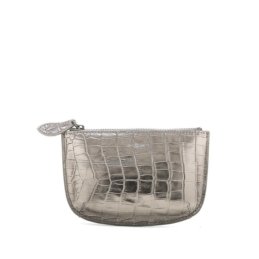 Accessories Bell & Fox | Faye Leather Purse - Pewter Croc