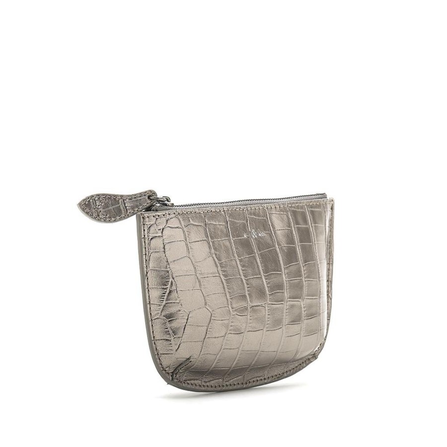 Accessories Bell & Fox | Faye Leather Purse - Pewter Croc