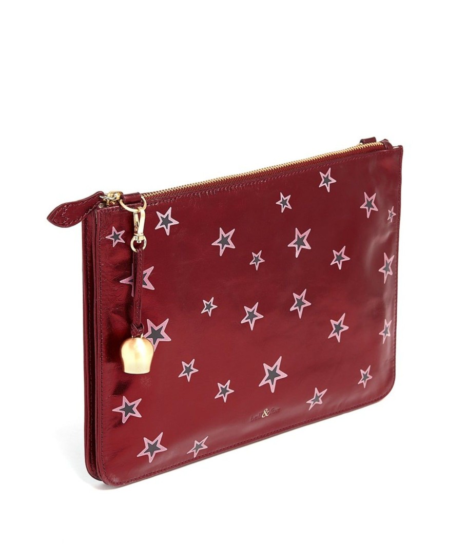 Handbags Bell & Fox | Gia Cross Body Bag / Oversize Clutch - Cherry Red Star Print