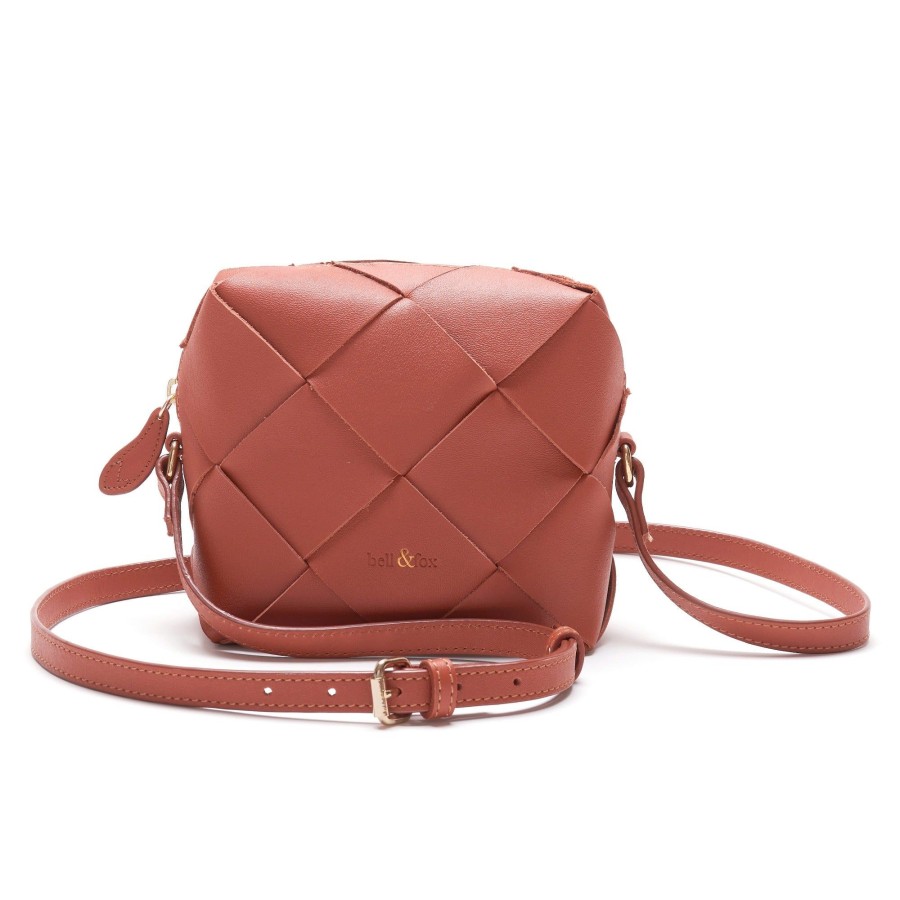 Handbags Bell & Fox | Asha Hand Woven Crossbody Bag In Tan Leather