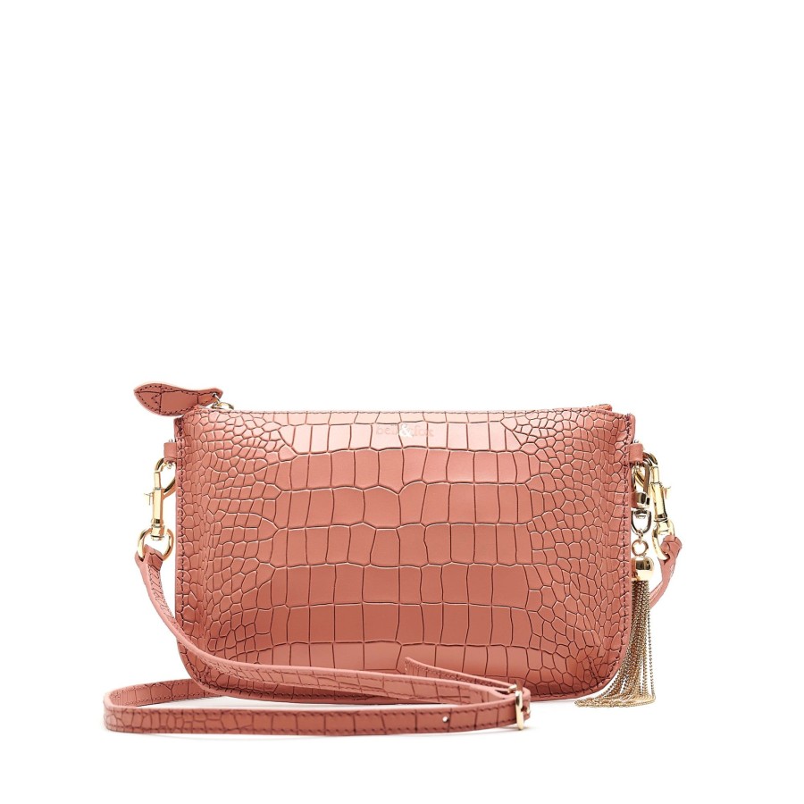 Handbags Bell & Fox | Ivy Metal Tassel Cross Body Bag / Clutch - Terracotta Croc