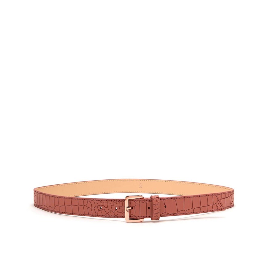 Accessories Bell & Fox | Erin Leather Belt - Terracotta Croc