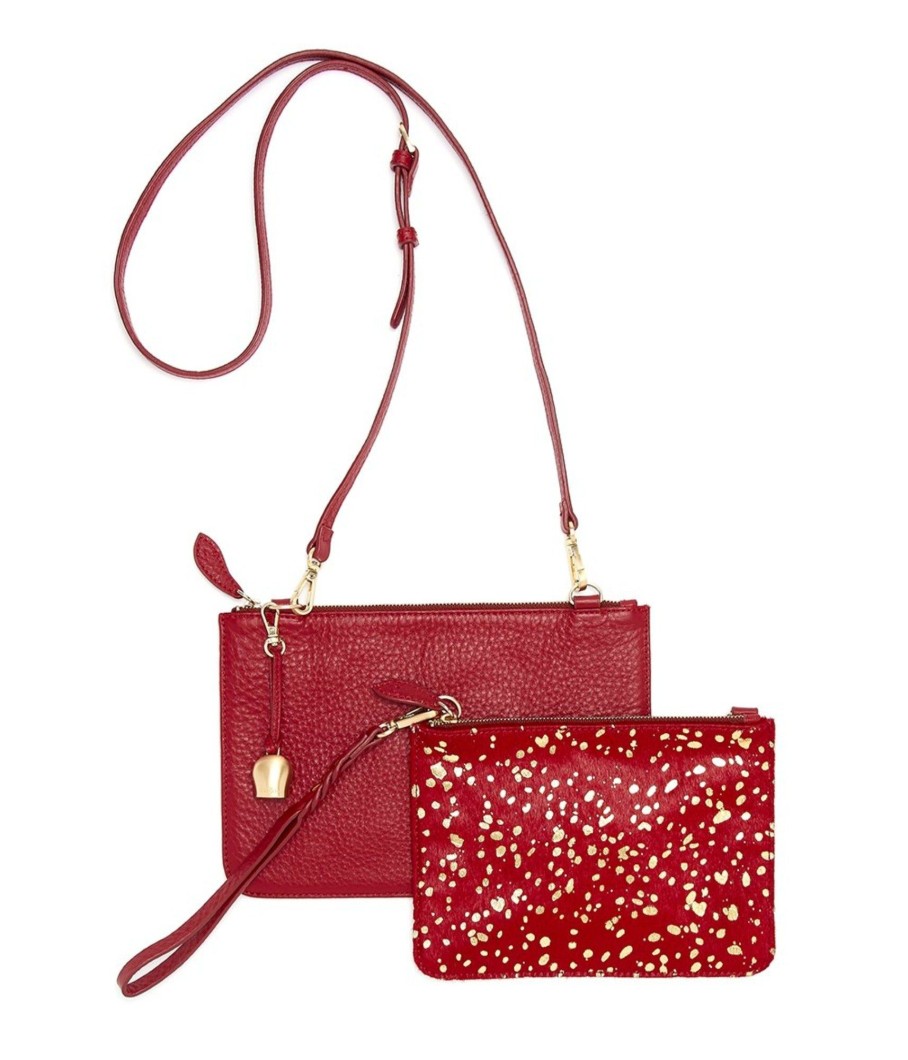 Handbags Bell & Fox | Kati Double Cross Body Bag - Cherry Red 'Pony'