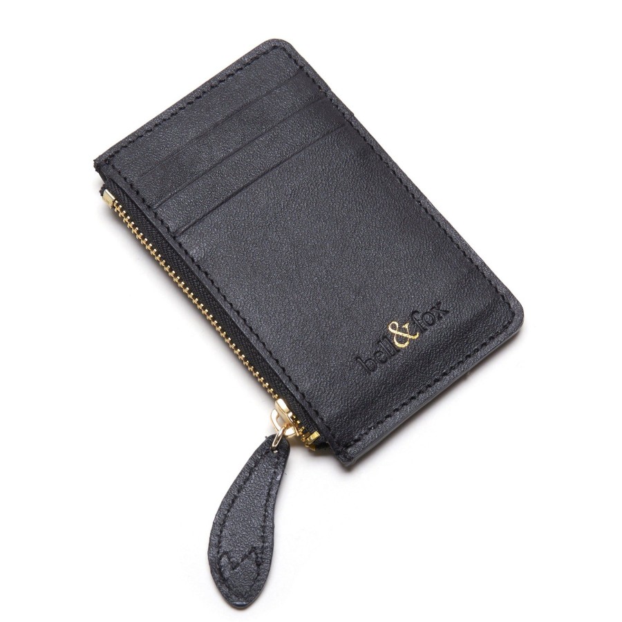 Accessories Bell & Fox | Lia Leather Card Holder - Black Grainy