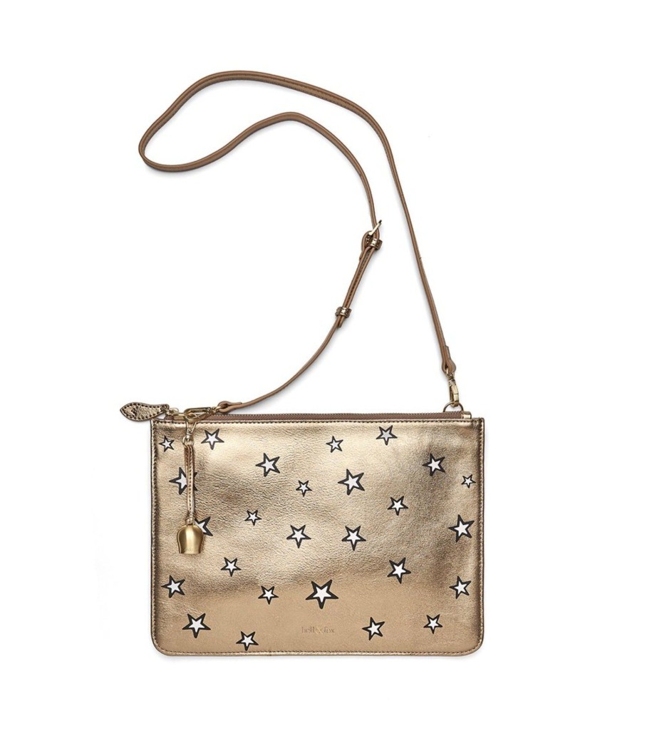 Handbags Bell & Fox | Gia Cross Body Bag / Oversize Clutch - Gold Star Print