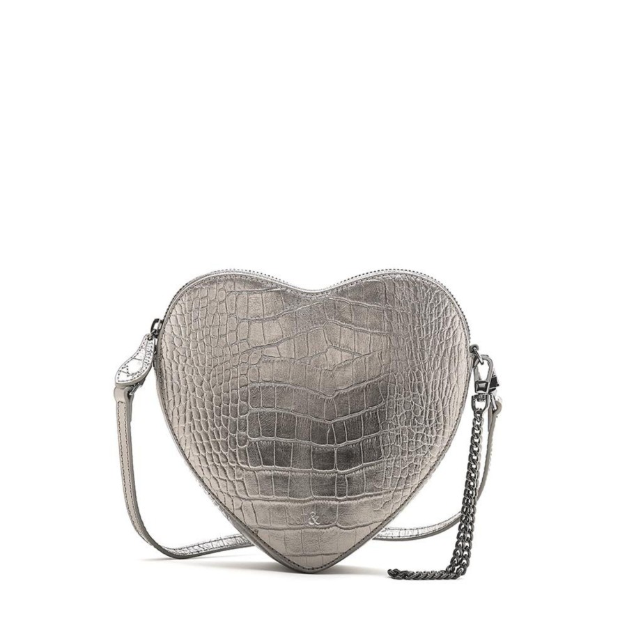 Handbags Bell & Fox | Amour Cross Body Bag / Wristlet Clutch - Pewter Croc