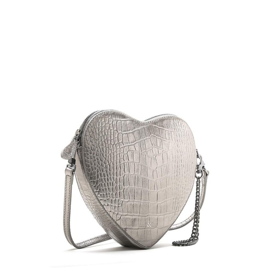 Handbags Bell & Fox | Amour Cross Body Bag / Wristlet Clutch - Pewter Croc