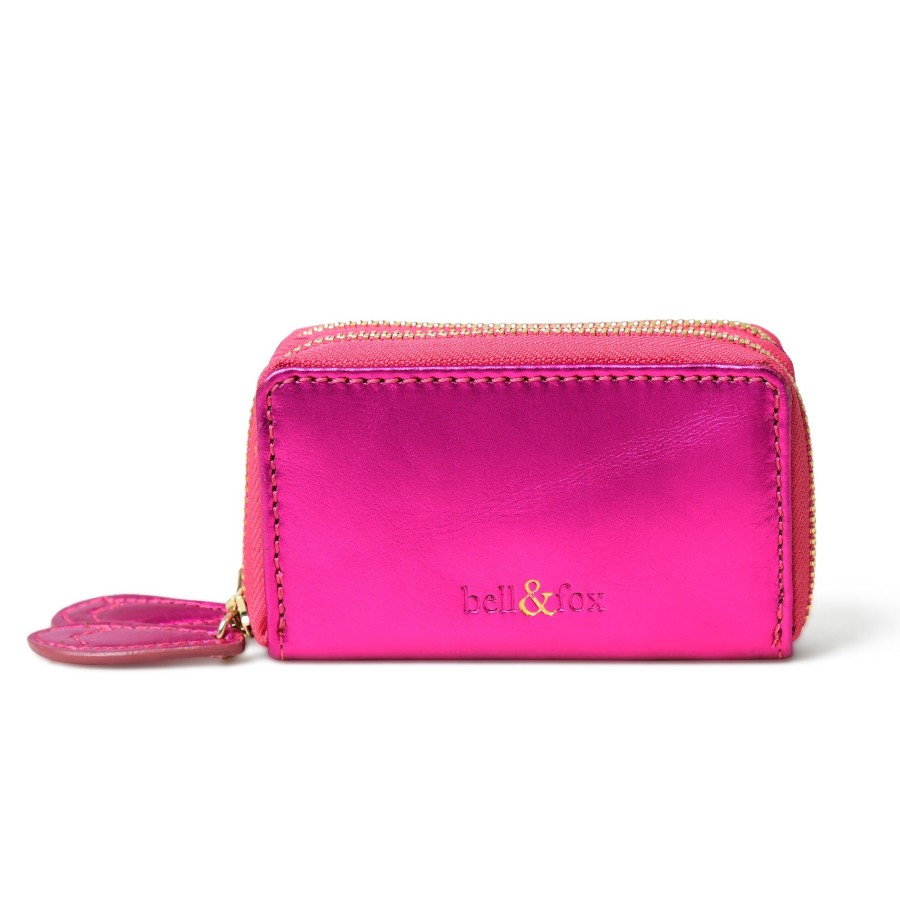 Accessories Bell & Fox | Ava Mini Double Zip Purse - Fuchsia Metallic