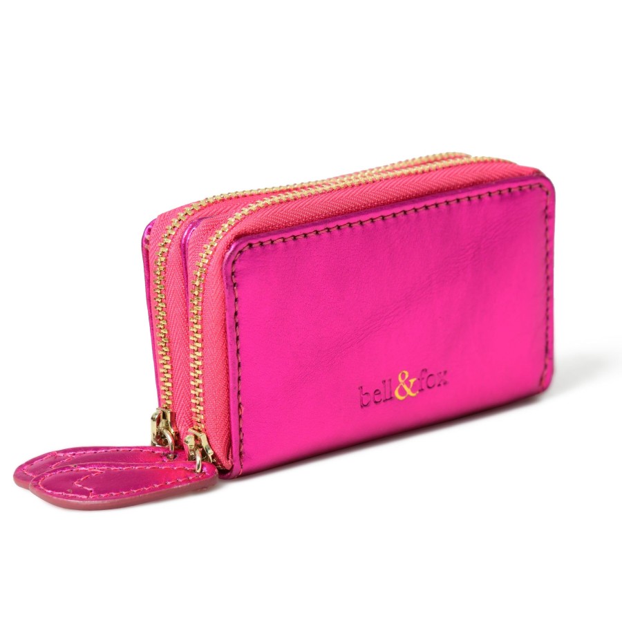 Accessories Bell & Fox | Ava Mini Double Zip Purse - Fuchsia Metallic