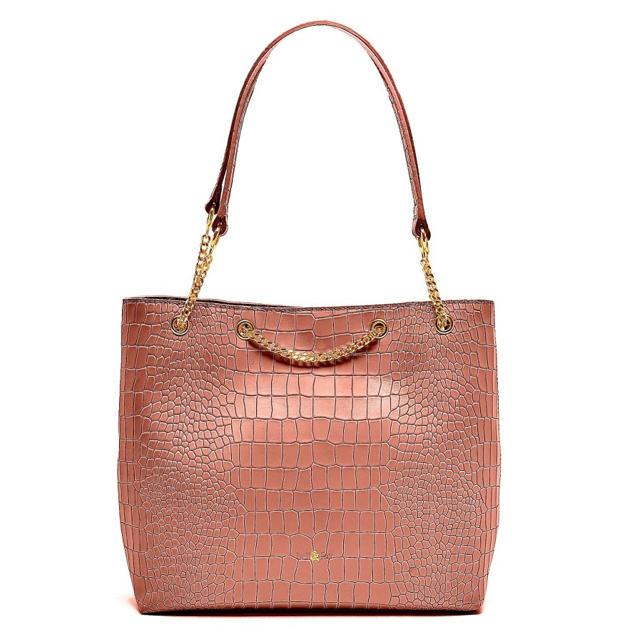 Handbags Bell & Fox | Enya Chain Detail Tote - Terracotta Croc