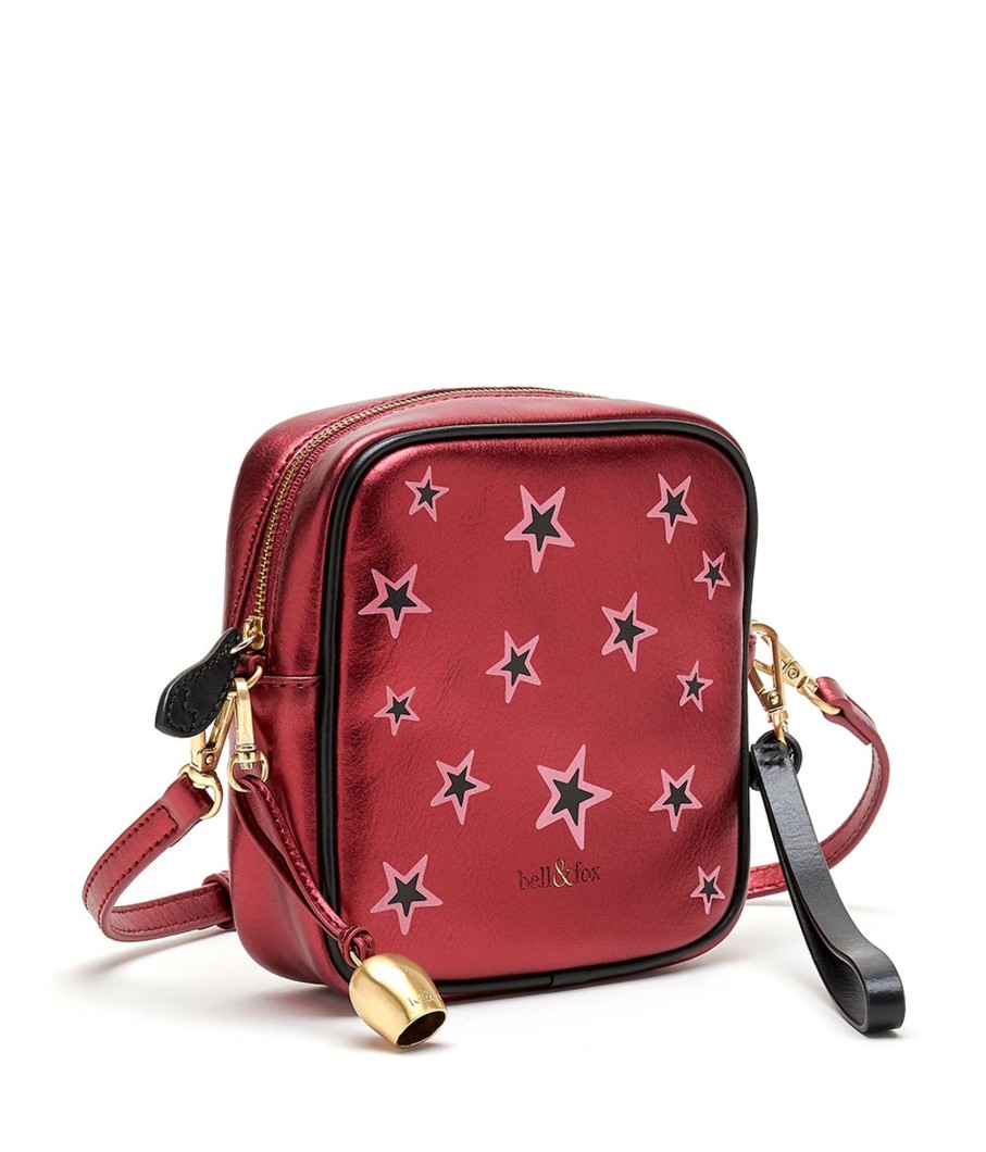 Handbags Bell & Fox | Marlo Mini Cross Body Bag / Wristlet Clutch - Cherry Red Star Print