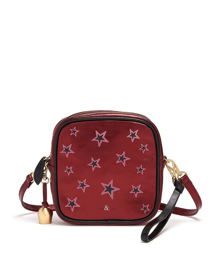 Handbags Bell & Fox | Marlo Mini Cross Body Bag / Wristlet Clutch - Cherry Red Star Print