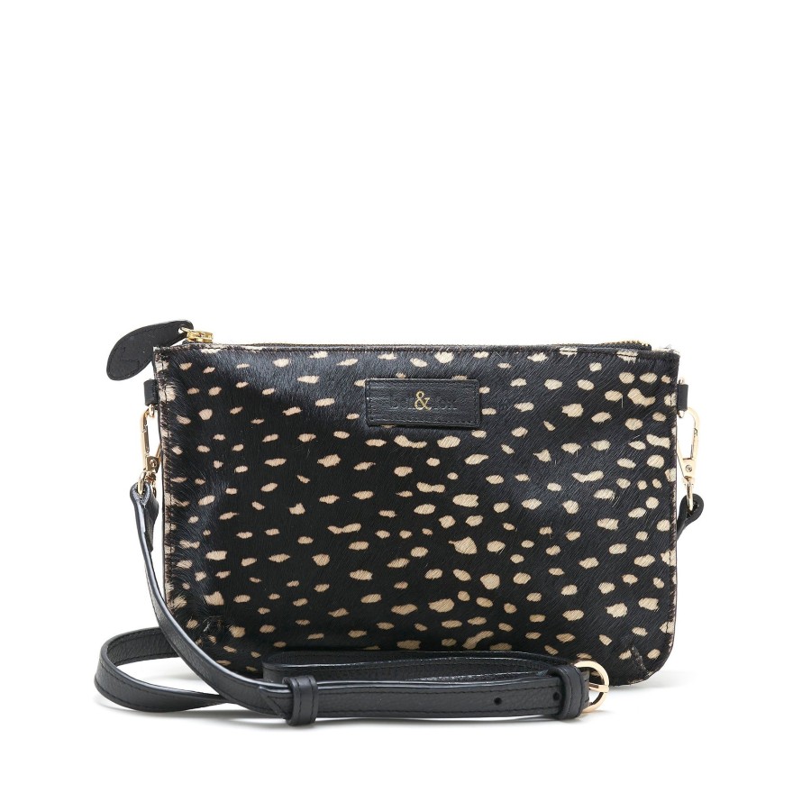 Handbags Bell & Fox | Izzy Cross Body Bag / Clutch - Black & White Dot