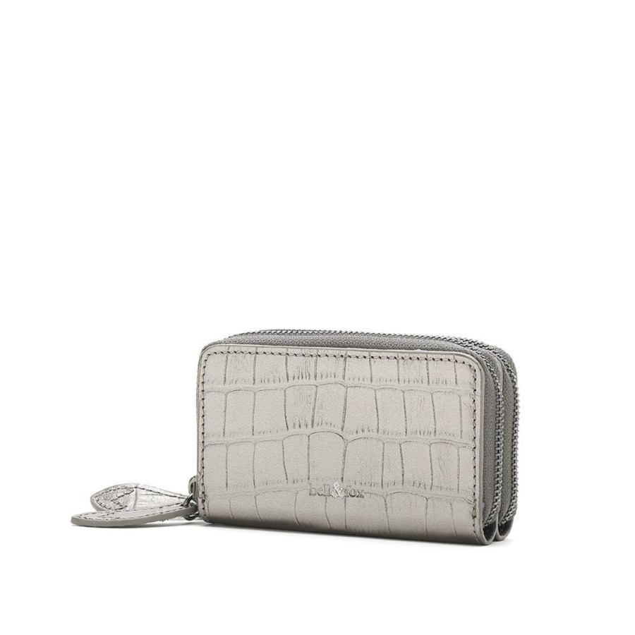 Accessories Bell & Fox | Ava Mini Double Zip Purse - Pewter Croc