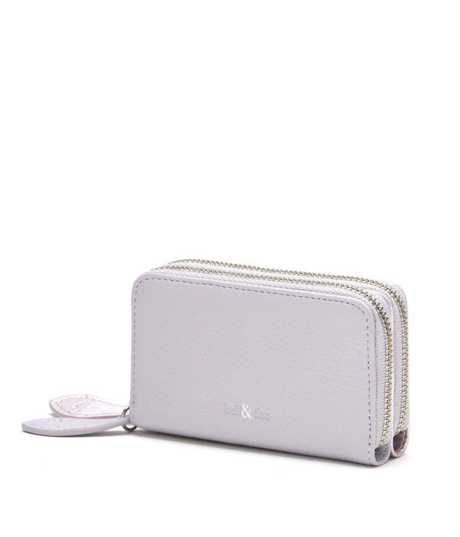 Accessories Bell & Fox | Ava Mini Double Zip Purse - Lavender Grey With Metallic