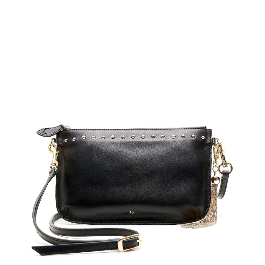 Handbags Bell & Fox | Ivy Studded Cross Body Bag / Clutch - Black Nappa