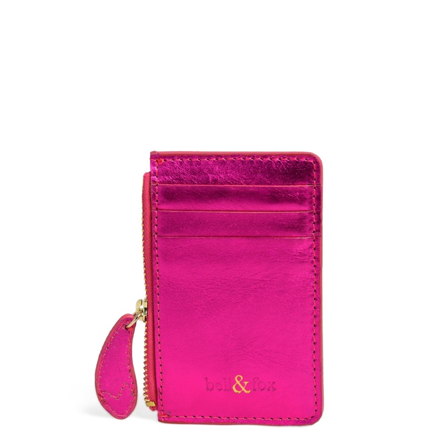 Accessories Bell & Fox | Lia Leather Card Holder - Fuschia Metallic