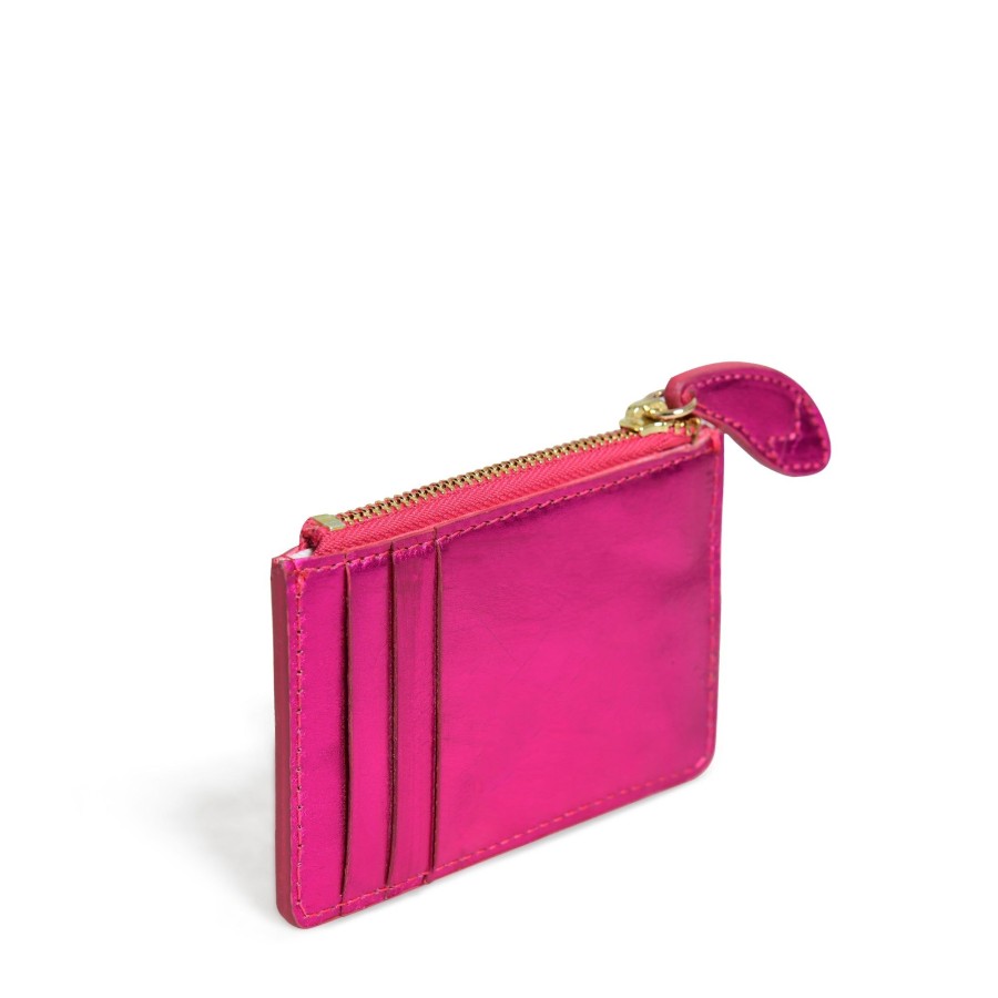 Accessories Bell & Fox | Lia Leather Card Holder - Fuschia Metallic