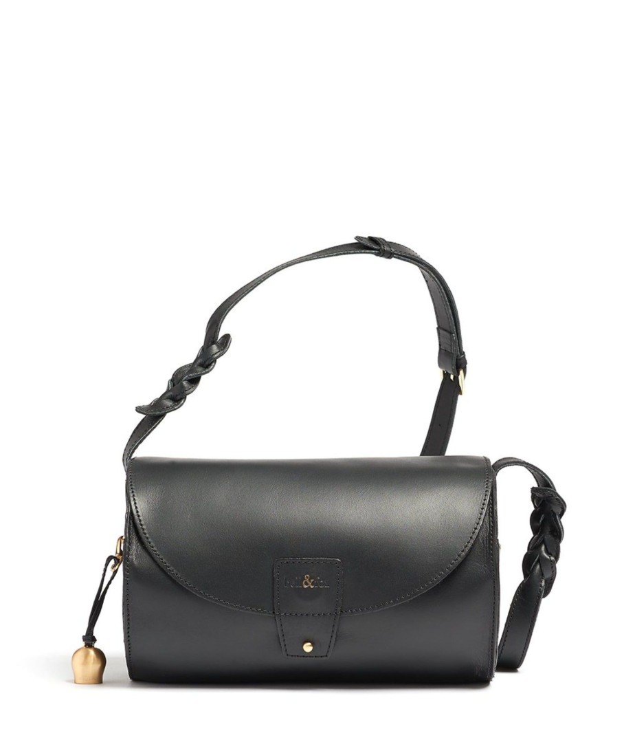 Handbags Bell & Fox | Aria Barrel Crossbody Bag - Black Veg Tan