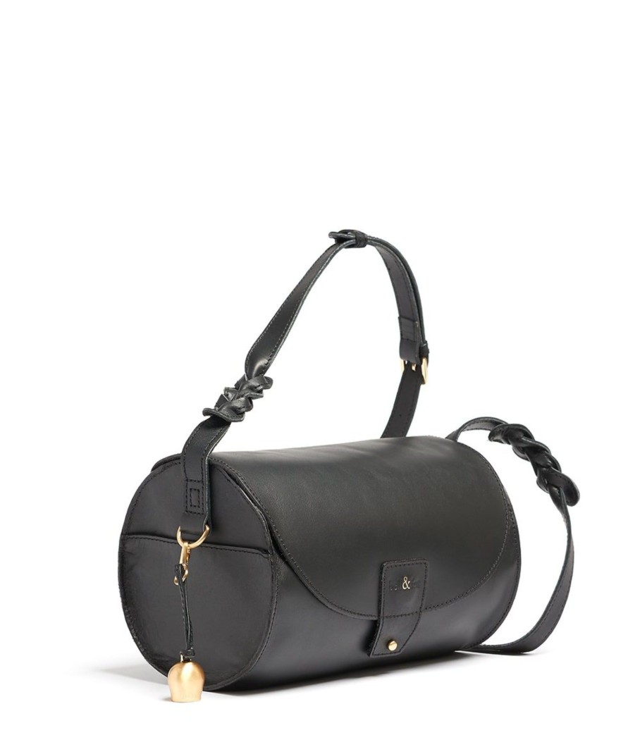 Handbags Bell & Fox | Aria Barrel Crossbody Bag - Black Veg Tan