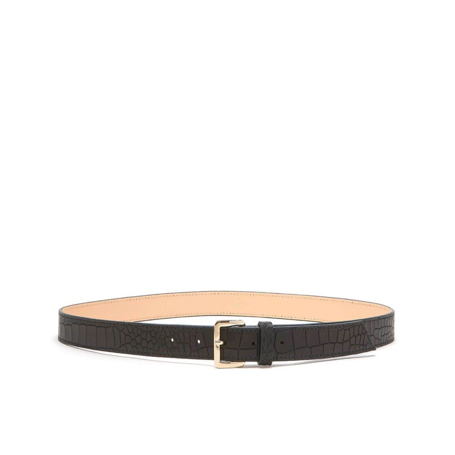 Accessories Bell & Fox | Erin Leather Belt - Black Croc