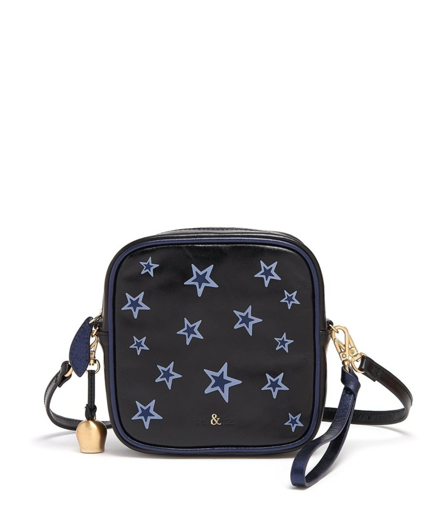 Handbags Bell & Fox | Marlo Mini Cross Body Bag / Wristlet Clutch - Black Star Print