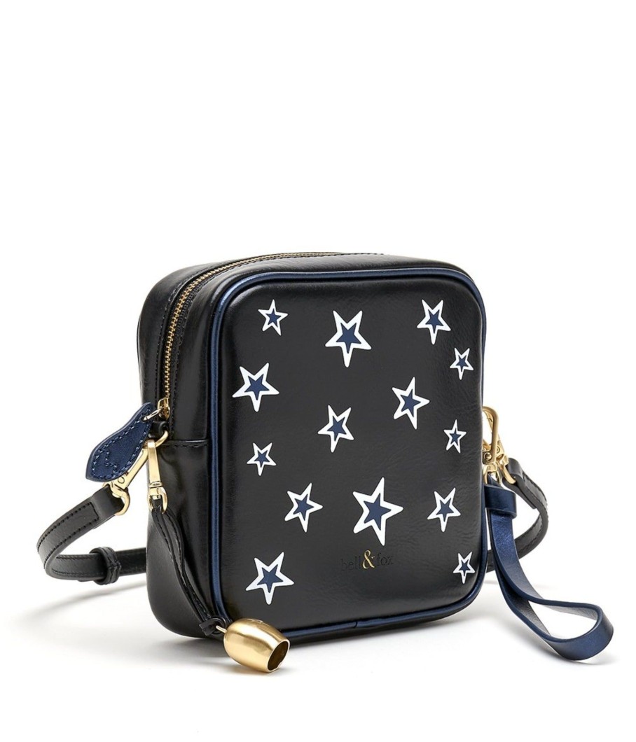 Handbags Bell & Fox | Marlo Mini Cross Body Bag / Wristlet Clutch - Black Star Print