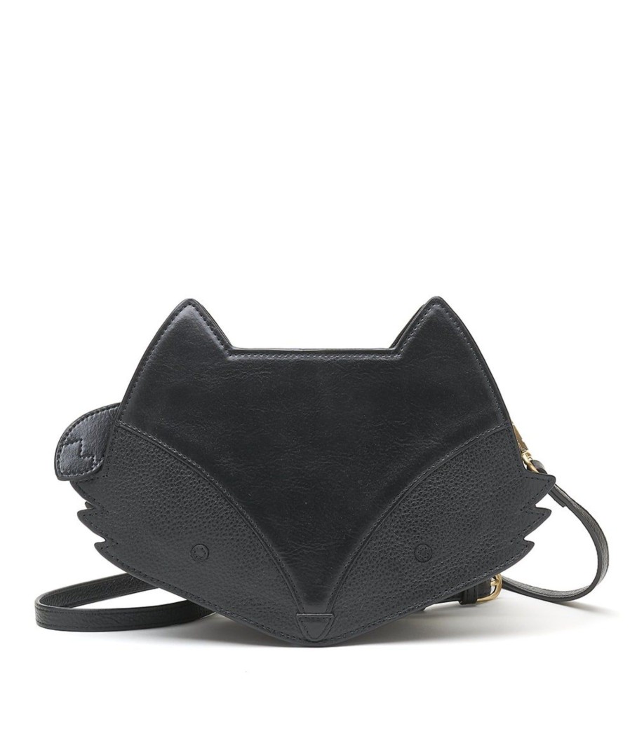 Handbags Bell & Fox | Kit Fox Cross Body Bag - Black With Black Metallic