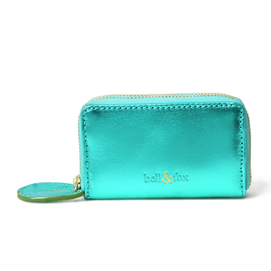 Accessories Bell & Fox | Ava Mini Double Zip Purse - Emerald Metallic