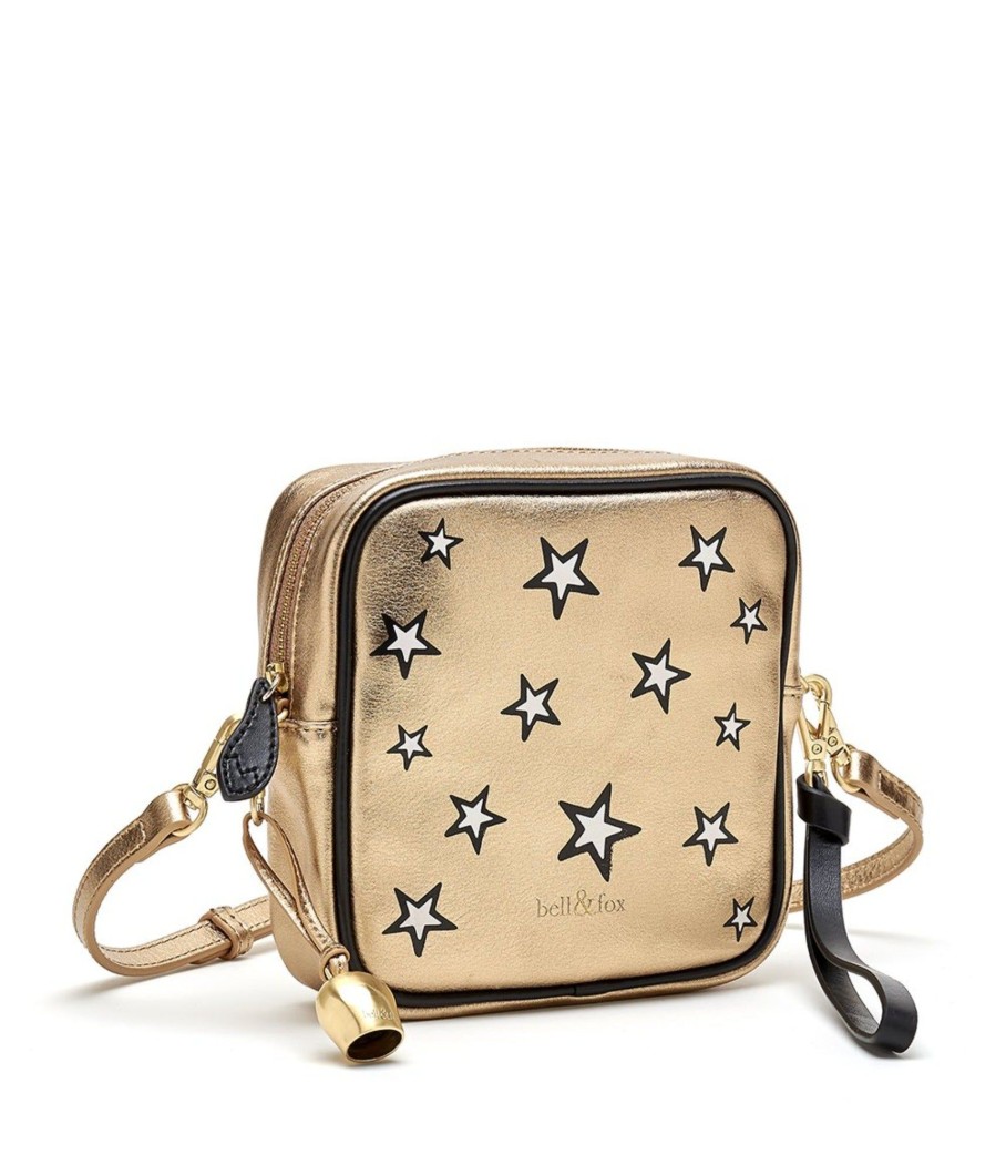 Handbags Bell & Fox | Marlo Mini Cross Body Bag / Wristlet Clutch - Gold Star Print