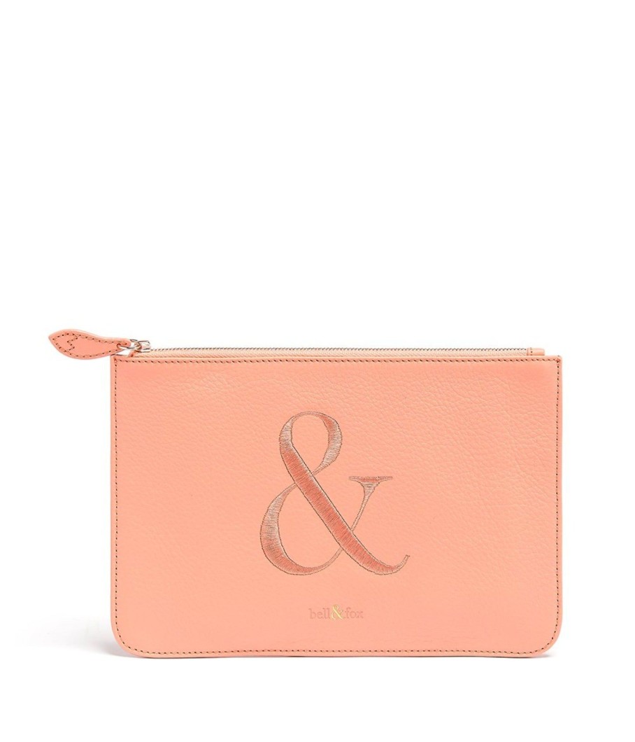 Handbags Bell & Fox | Sofia Embroidered Clutch Bag / Pouch - Coral