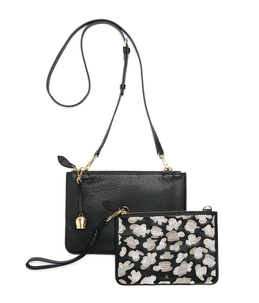 Handbags Bell & Fox | Kati Double Cross Body Bag - Black Leopard